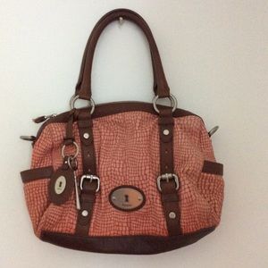Fossil Textured Leather Satchel/Hand Bag